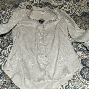 NWT Express silver shiny slim portofino shirt size small